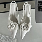LBSFY  -  Luxury Design Flower Sandals Women Pumps Pointed Thin Low Heels Female Sexy Elegant Slingback Party Shoes Mules Sandalias Mujer